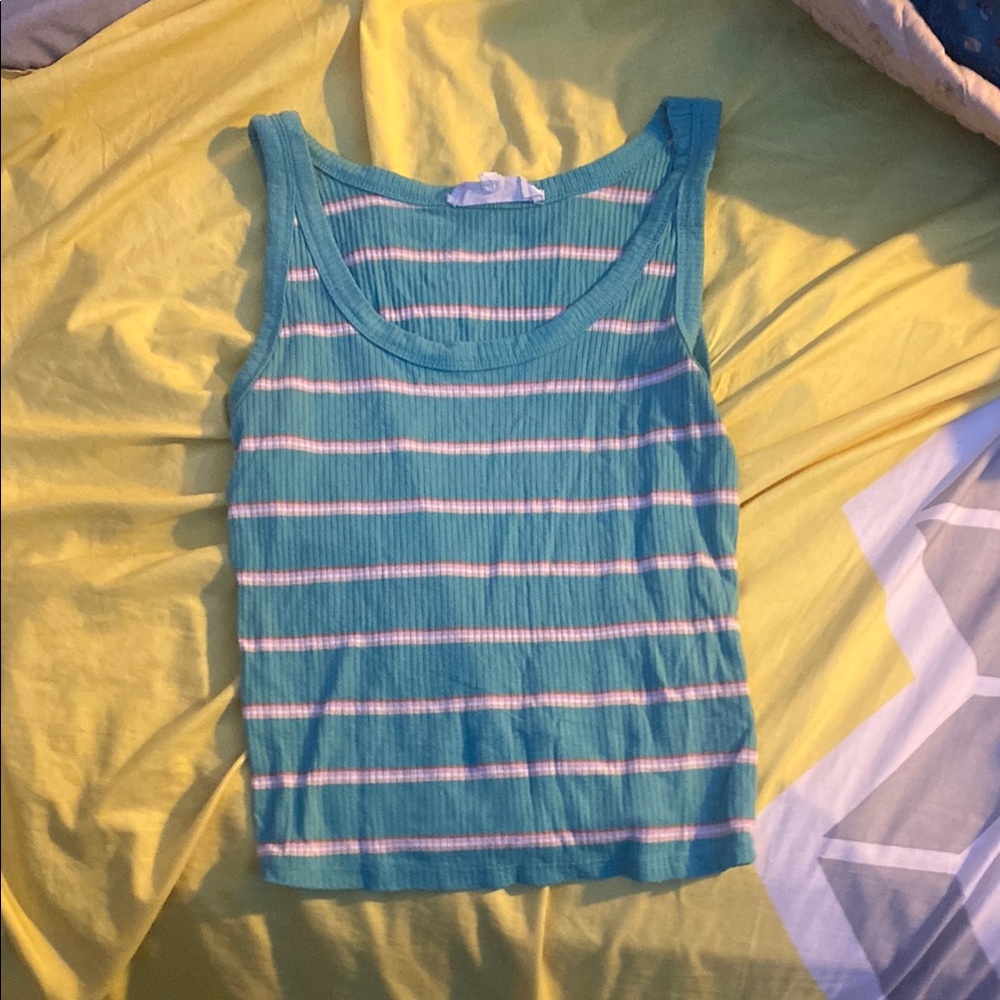 Green Sleeveless Ribbed Crop Tank Top